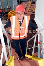 ID 5846 JENS MADSEN, Managing Director of Ports of Auckland Ltd, inspects the new Seafuels tanker AWANUIA in Auckland.
Mr. Madsen is also Chairman of Seafuels Ltd, a joint venture company involving Ports of...